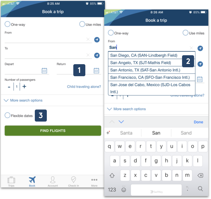 Alaska Airlines mobile search